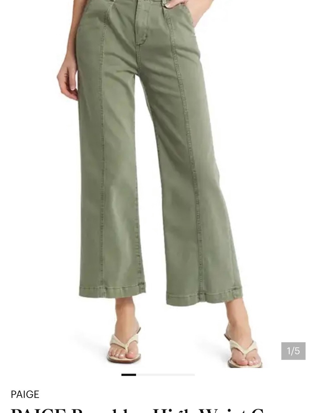 PAIGE Brooklyn Olive Green High-Rise Wide Leg Pants